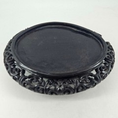 Vintage oval wood plant stand statue display lamp base pedestal Riser