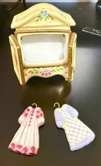 Authentic Vintage Limoges 6/500 Armoire w/Hanging Clothes
