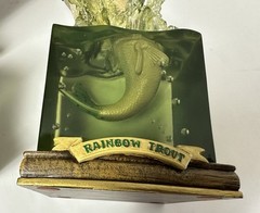 Enesco Rainbow Trout & Largemouth Bass Wistful Fisherman Figure 2008 Bookend NEW