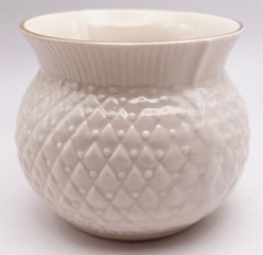 VTG Belleek Ireland Collectors Society Ceramic Thistle Bowl Gold Trim 2.5″