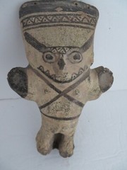 Pre Columbian Peru Warrior Head on Stand