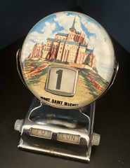 Vintage Mont Saint Michel Perpetual Flip Chrome Desk Calendar France