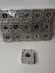 Silver Metal Religious Blessing Trinket Ring Box Rosary Jewelry Catholic NEW