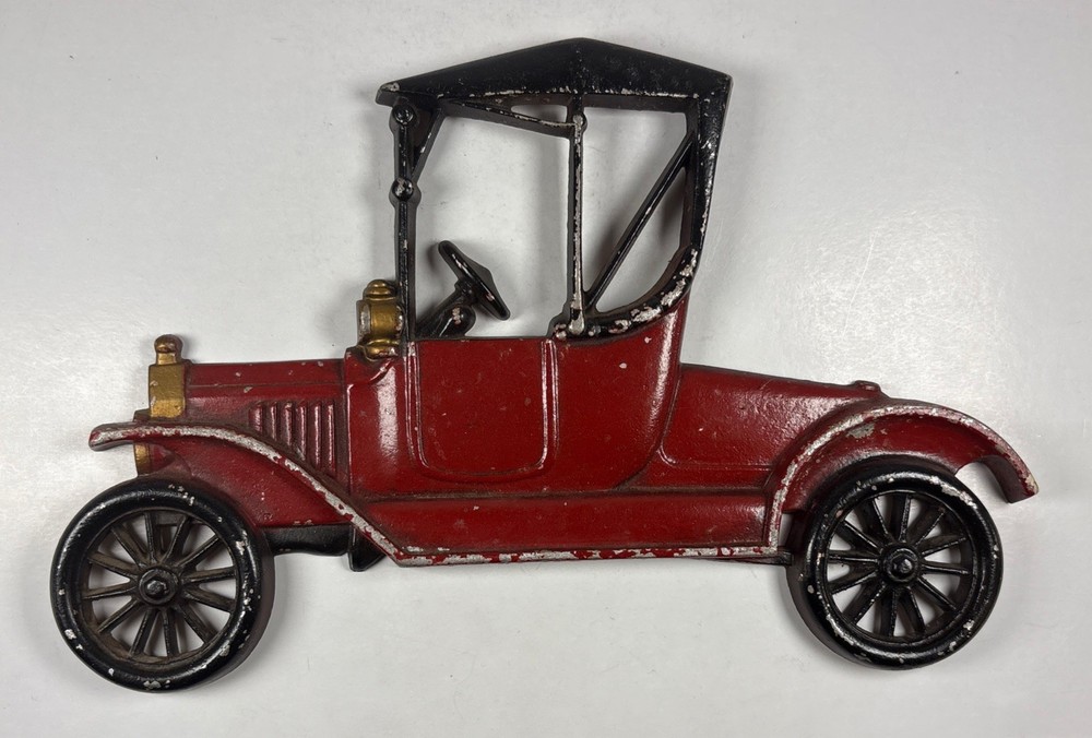 Vintage Sexton Cast Metal Iron RED Automobile Wall Art Decoration Hanging Plaque