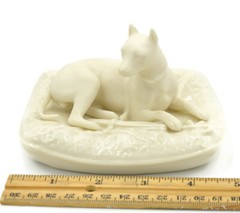 Vintage Belleek Boxer Dog Figurine, Parian Porcelain Hallmark, 6th Mark Ireland