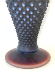 RARE Signed Fenton Deep Plum Satin Finish Hobnail 8″ Trumpet Vase
