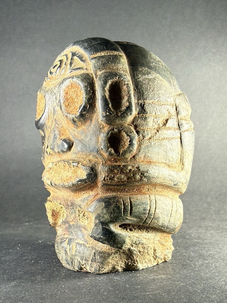 RARE ANCIENT PRE COLUMBIAN DENSE STONE CARVED TRIBAL STATUE FIGURINE C 600-900AD