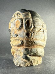 RARE ANCIENT PRE COLUMBIAN DENSE STONE CARVED TRIBAL STATUE FIGURINE C 600-900AD
