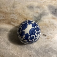 Blue & White Chinese Chinoiserie Lotus Blossom Egg 4.25”