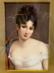Antique Painted Plaque of Juliette Recamier Framed After Francois Gerard