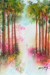 Original Watercolor Painting 4″ x 6″ by Mary King – Forest Joy