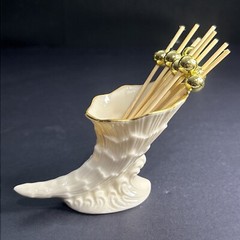Lenox Miniature Cornucopia Horn of Plenty 24 K Gold Trim Made in USA Vintage