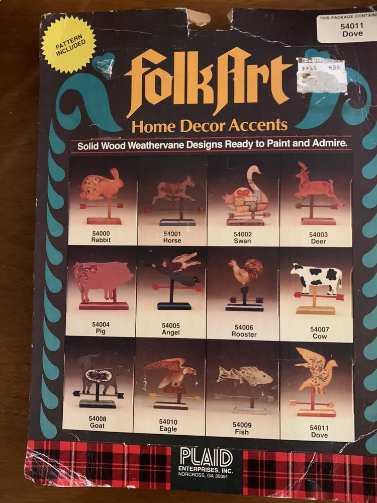 Vintage Folk Art Home Decor Accents Weathervane 54011 Dove Original Packaging