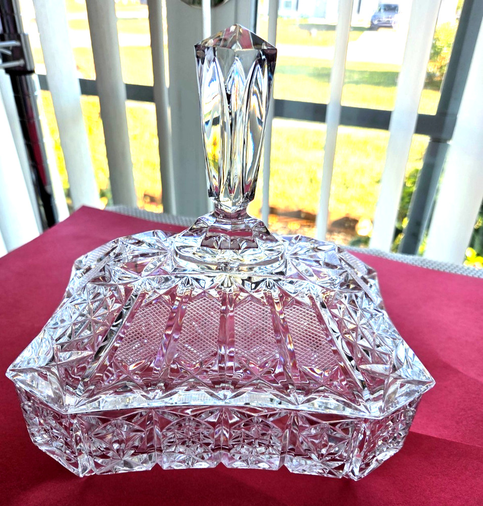 Vintage Large Lead Crystal Covered Nut/Candy Dish