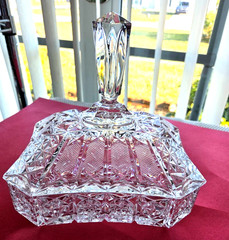 Vintage Large Lead Crystal Covered Nut/Candy Dish