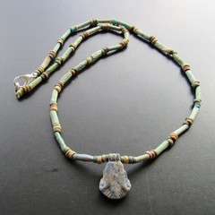 NILE Ancient Egyptian Lotus Amulet Mummy Bead Necklace ca 600 BC