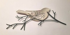 Rustic Bird On Branch Metal Wall Mount 12″ Home Décor Unbranded Pre-owned