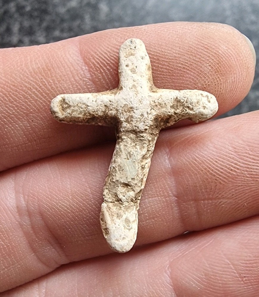 Medieval Lead Pilgrim / Mortuary Cross Metal Detecting Find Antique Religious
