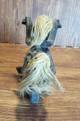 Primitive Tiki Tribal Wood Carving of 2 Natives on a Motorcycle