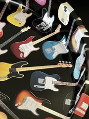 Electro Lounge Guitars Serving Tray with various iconic Fender guitar models