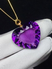 Natural Amethyst Quartz Purple Uruguay heart shape necklaces 18K