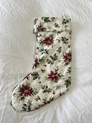 Longaberger Homestead | Traditional Christmas Stocking | Poinsettia Holly Berry