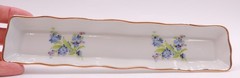Limoges France Floral Olive Mints Tray Pencil Jewelry Trinket Forget-Me-Not Gold