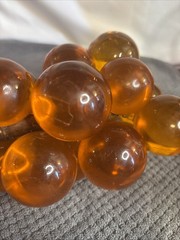 Vintage MCM Amber Orange Lucite Grape Cluster Large Driftwood Stem