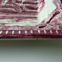 Vintage Old Britain Castles Pink Red Transferware Style Porcelain Trinket Dish