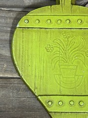 AS-IS Vtg HODA Wall Hanging Lamp Bellows Cast Aluminum Green Decor Hoda Lot 2
