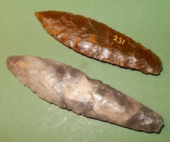 2 rare spear-points . WITH NICE FLAKING. DANISH STONE AGE NEOLITHIC. 1700 b.c.