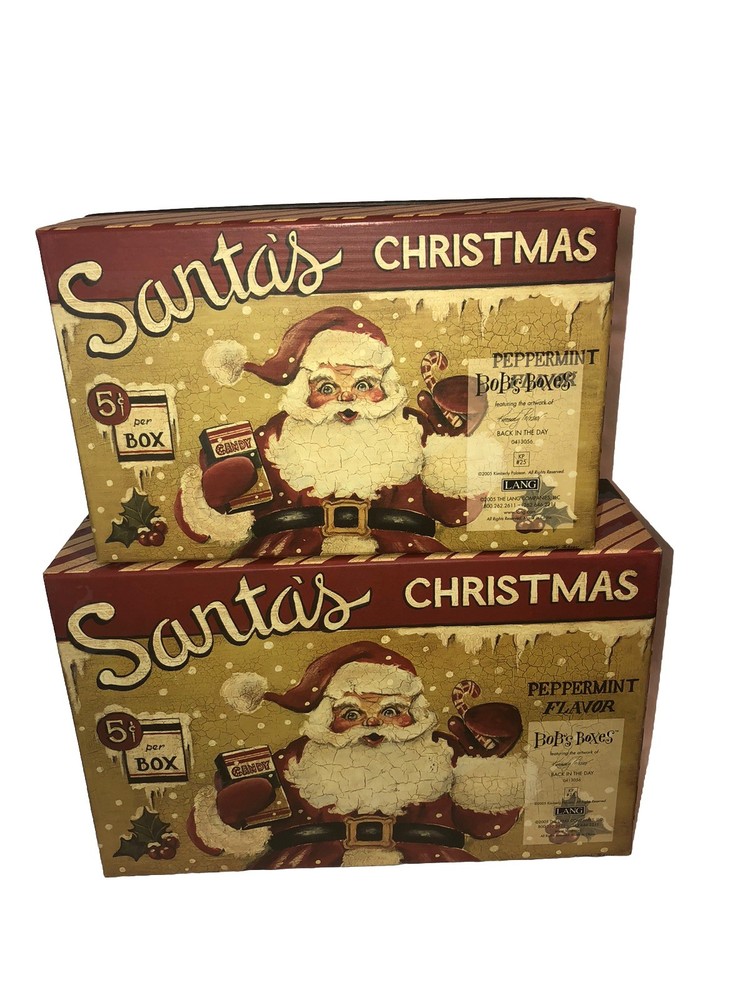 Set 2 Nesting ￼🎄 Stacking Lang Boxes Santa Claus Christmas Heavy Duty Fun