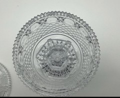 Clear Lead Crystal tall Candy Dish Bleikristall Elsterthal with lid. 10” tall.