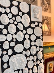 Large Pair of Grand Tour Revival Classical Intaglio and Cameo Casts & Wood Panel