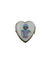 Vintage Precious Moments Heart Trinket Box Porcelain Hinged Keepsake Box