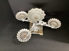 Vintage Cast Iron Metal Tabletop Candle Or Plant Holder Swivel Arms