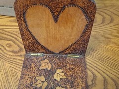 Antique Art Nouveau Expanding Bookend Wood Slide Flemish Folk Art