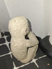 Pre-Columbian Carved Basalt Sqauting & Smoking Sukia ~ Costa Rica C. 800-1200 AD