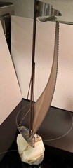 Vintage 70’s John Demott Metal Steel Sculpture Sailboat On Onyx Base Signed 15″T