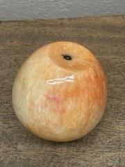 Vintage Italian Alabaster Marble Apple w/ wood stem, polished paperweight