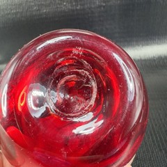 Hand Blown Large Red Apple Fruit With Leafs Hand Made Art Glass Figurine Decor