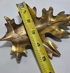 Vintage Set 2 Oak Leaves Home Interiors Gold Copper Metal Wall Art Decor HOMCO