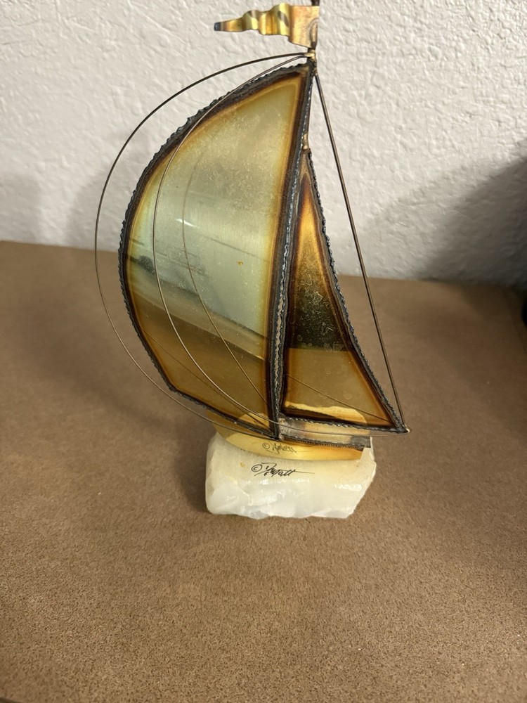 John DeMott Brass Stone Sail Boat