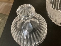 Vintage Unbranded Crystal Clear Glass Covered Dish w/Frosted Flower Edge