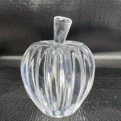Heavy Clear Lead Crystal Cut Glass Apple Fruit Art Glass Figurine Paperweight