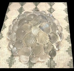 Vintage 9” Royal Copenhagen Clear Crystal “Musling” Shell Bowl Elegant Heavy Wow