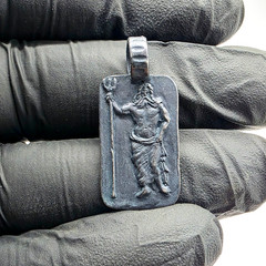 Ancient Roman Greek Silver Pendant Poseidon Neptune God of the Sea Trident