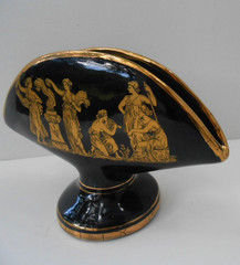 Made In Greece 24k Gold Accent Cobalt Blue Napkin / Card Holder