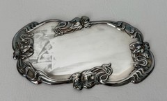 Vintage Ornate Art Nouveau Metal Casket Coffin Marker Blank Memorial Name Plaque