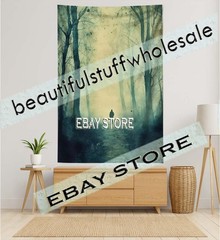 Ghostly Forest Walk Tapestry forest fog gothic lonely 39X59 in
